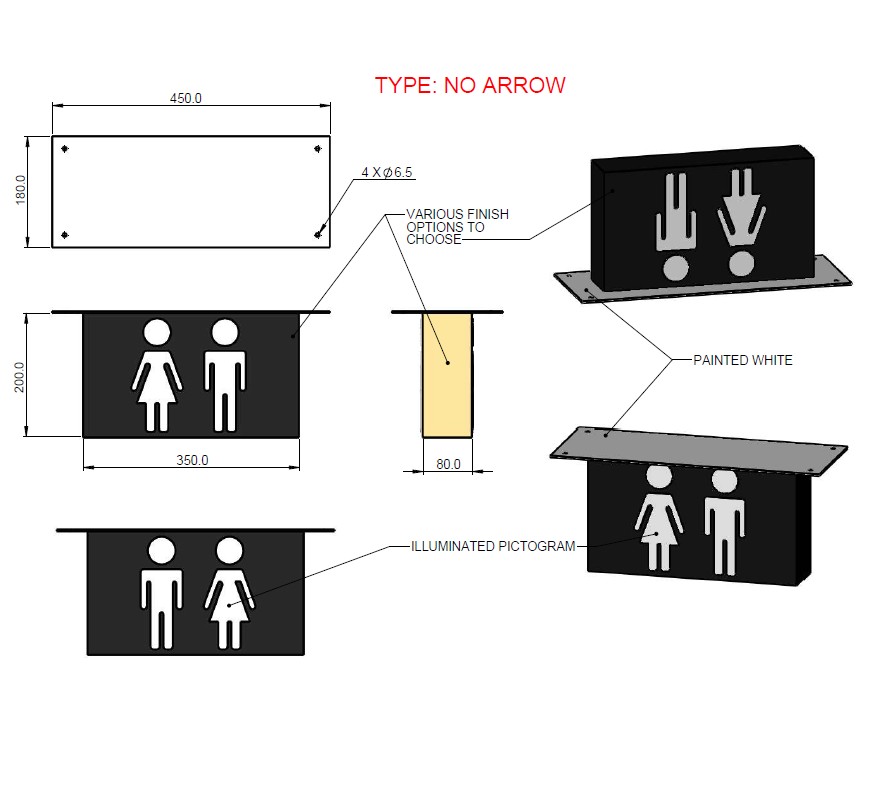 Metal LED Toilet Sign
