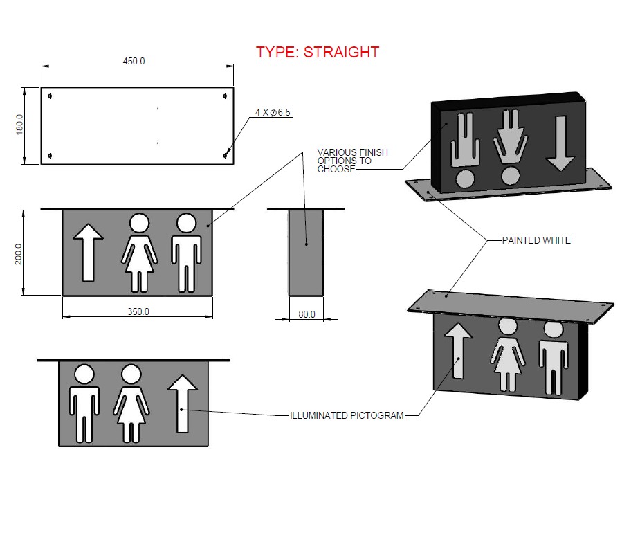 Metal LED Toilet Sign