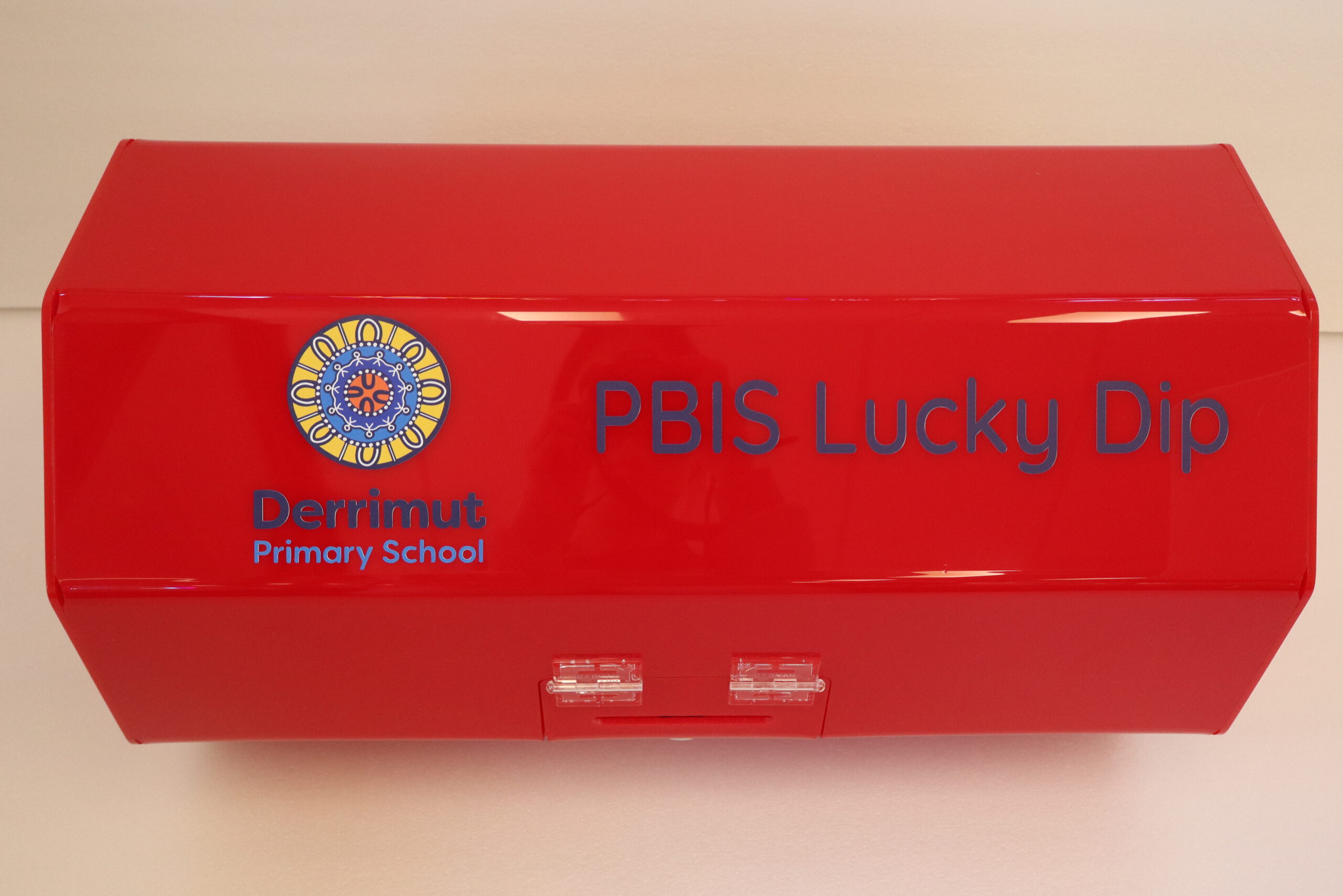 Red acrylic raffle barrel