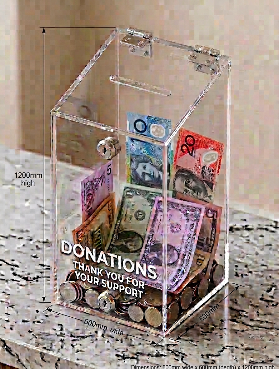 Donation Box Clear Acrylic  