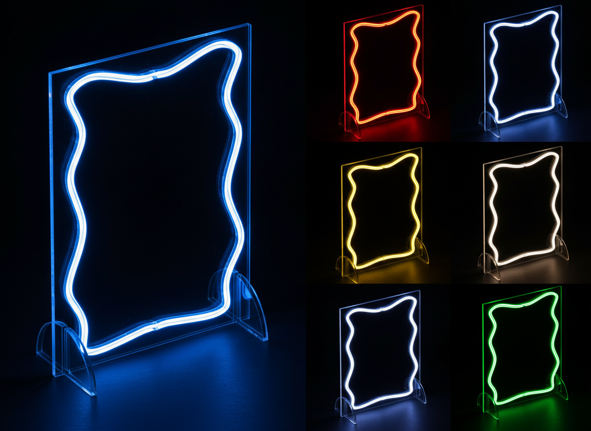 LED Neon Photo Frame A4 - Free Print - USB Portable  